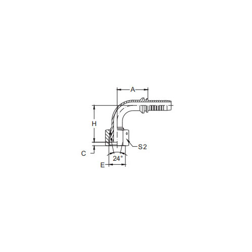 20591-90°metrisk hona 24°kon O-ring H.T.