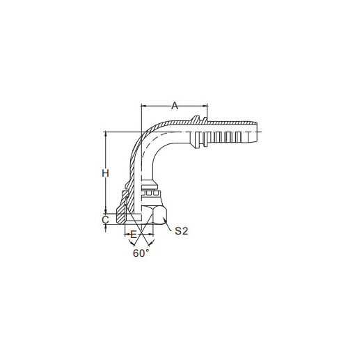 20691-90°metrisk hona 60°kon