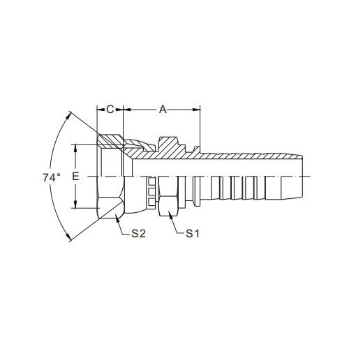 26711D JIC hona 74° Cone Seatdouble Hexagon