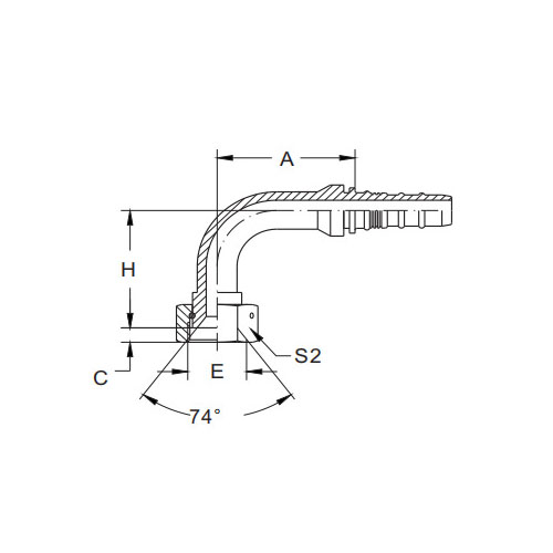 26793-W 90° JIC hona 74° kon Seat Interlock