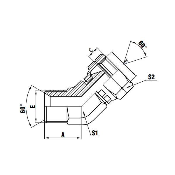 45° BSP hane 60° sits