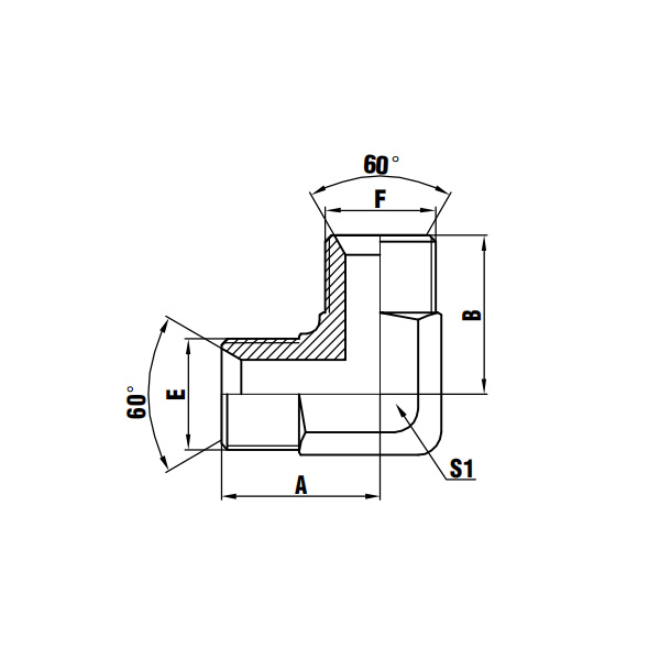 90° armbåge BSP Hane 60° sits