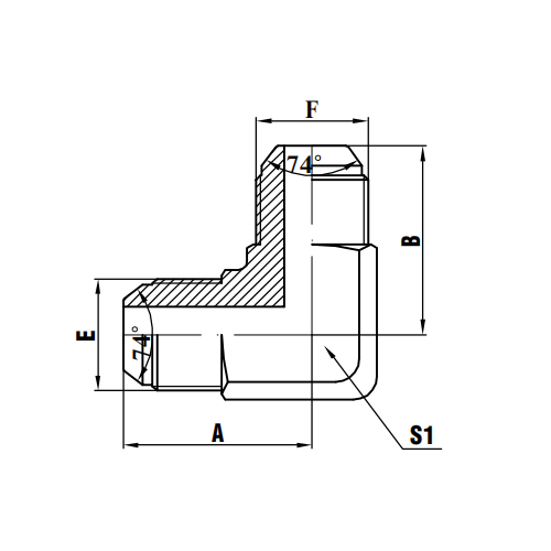 90° JIC Hane 74° kon