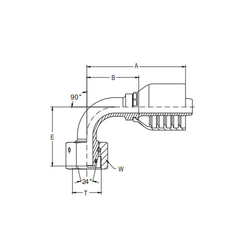 90°METRIC KVINNA 24°KON O-RING H.T. Interlock Non-Skive