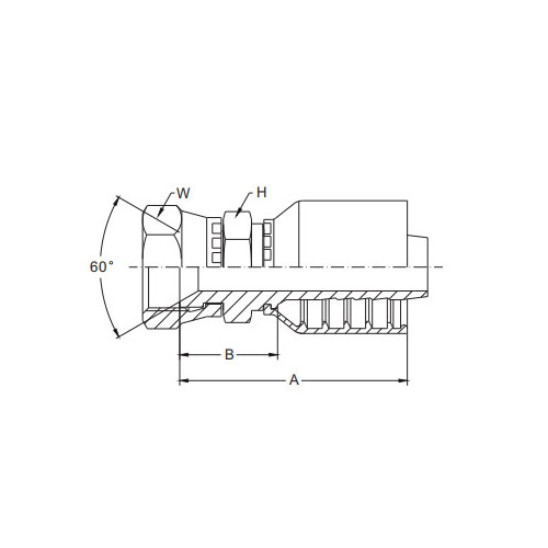 Komatsu metrisk hona 60° kontätning